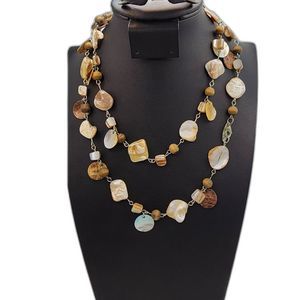 Unique NY Shell & Stone Layered Necklace 18"